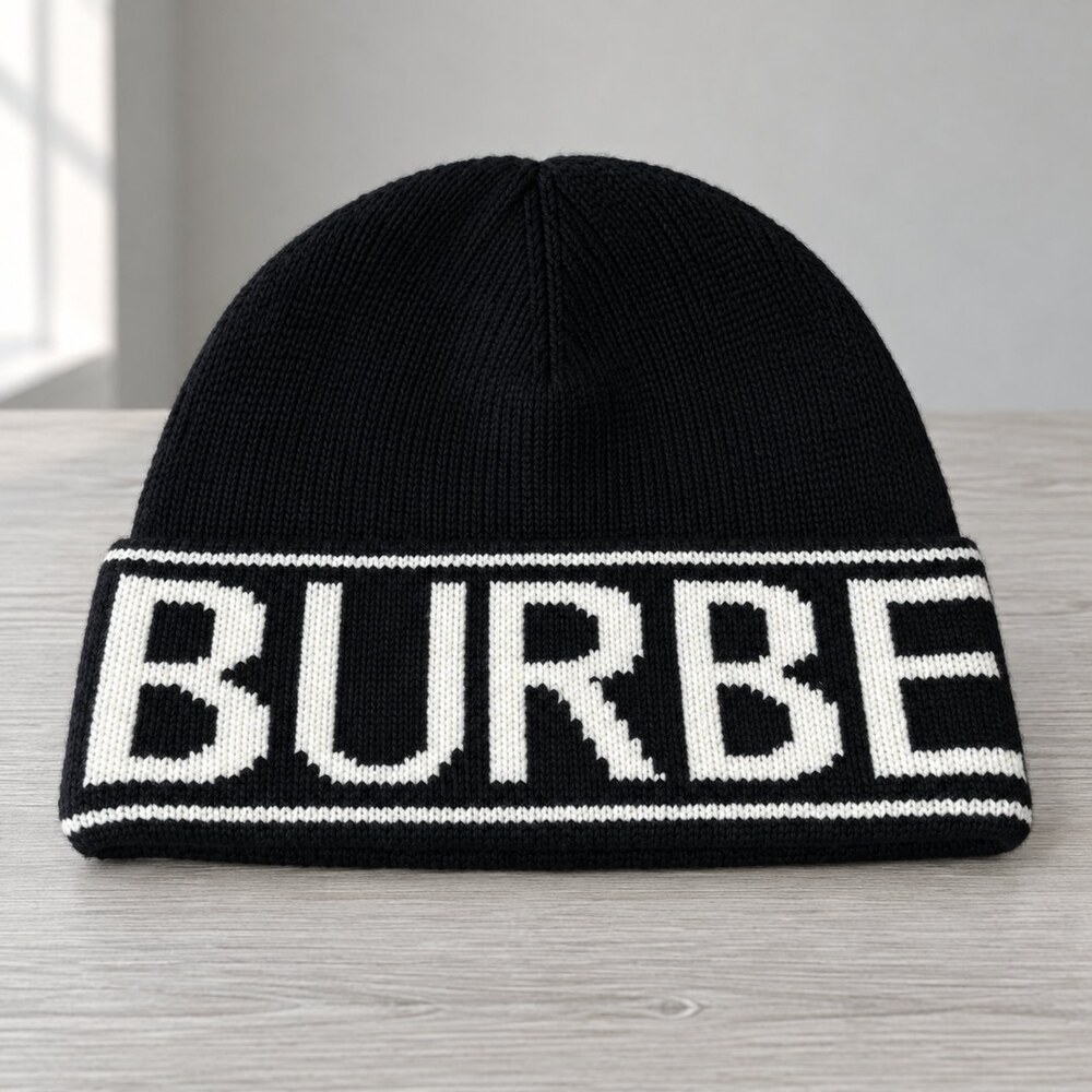 Burberry Black Logo Knit Beanie
